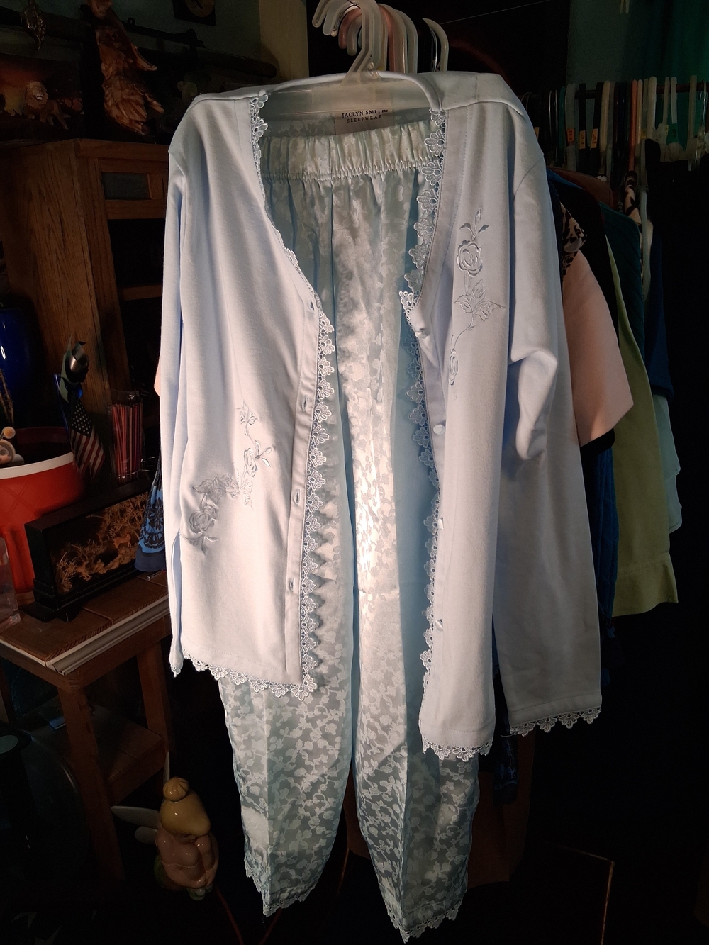 Jaclyn Smith Light Blue Lace-Trim Pajama Set